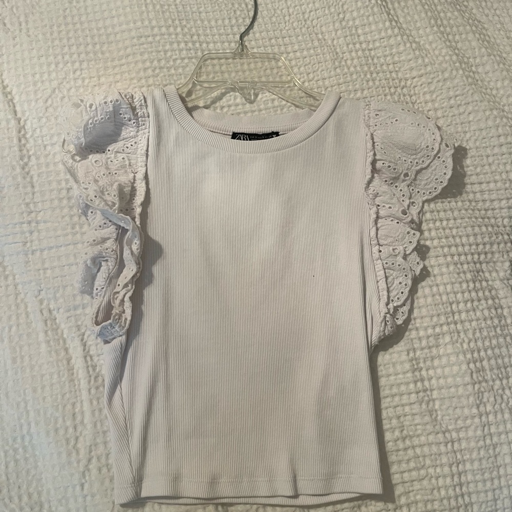 Zara white ruffle top